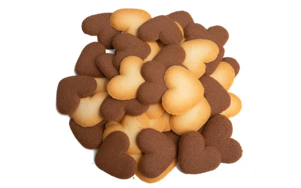 Cuori Biscotti Isolati Sfondo Bianco — Foto Stock
