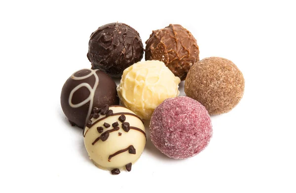 Truffes Chocolat Isolées Sur Fond Blanc — Photo