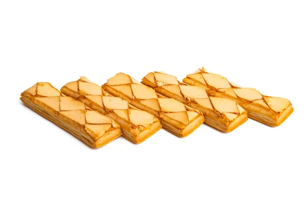 Bladerdeeg Koekjes Geïsoleerd Witte Achtergrond — Stockfoto