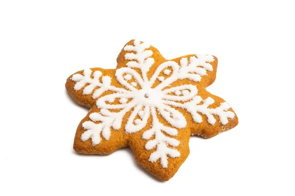 Biscuit Noël Gingembre Isolé Sur Fond Blanc — Photo