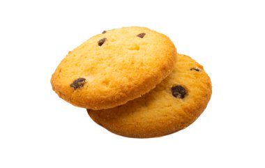 Beyaz arka planda çikolatalı kurabiyeler