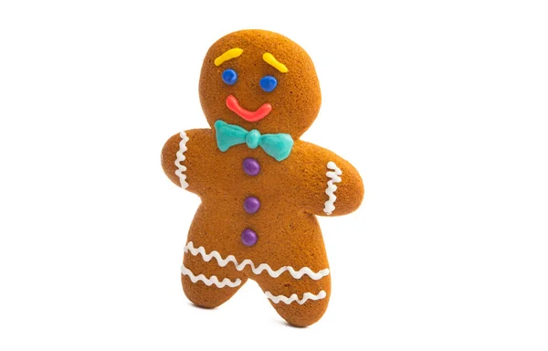 Zázvor Vánoční Cookie Izolované Bílém Pozadí — Stock fotografie