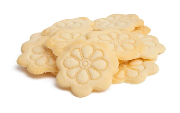 Koekje Met Bloem Geïsoleerd Witte Achtergrond — Stockfoto