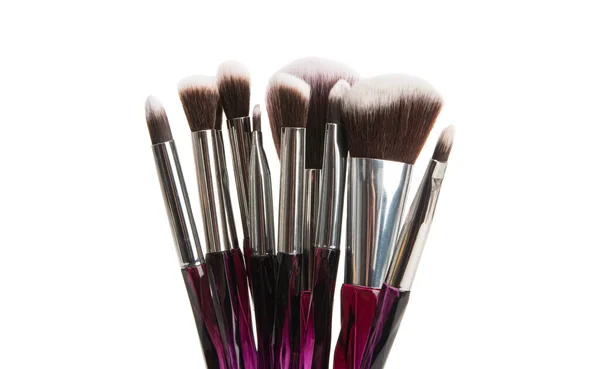 Set Makeup Brushes Isolated White Background — Stock Photo, Image