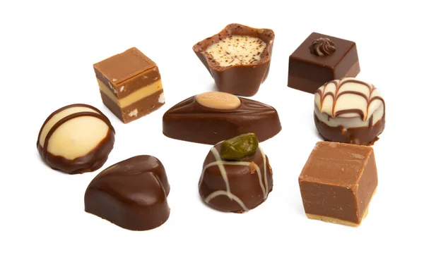 Csokoládé Cukorka Elszigetelt Fehér Háttér — Stock Fotó