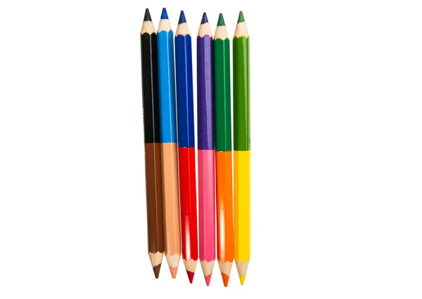 Lápis Multicoloridos Isolados Fundo Branco — Fotografia de Stock