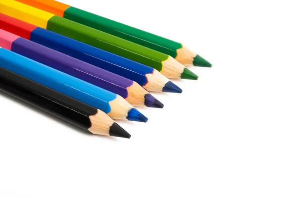 Lápis Multicoloridos Isolados Fundo Branco — Fotografia de Stock