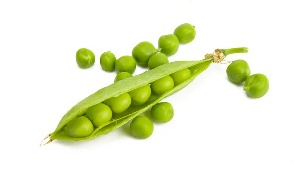 Grüne Erbsen Isoliert Auf Weißem Hintergrund — Stockfoto