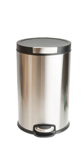 Trash Bin Stainless Steel Isolated White Background — Stock Photo, Image