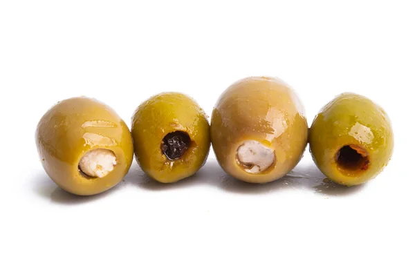 Stuffed Olives Isolated White Background — Stock Photo, Image
