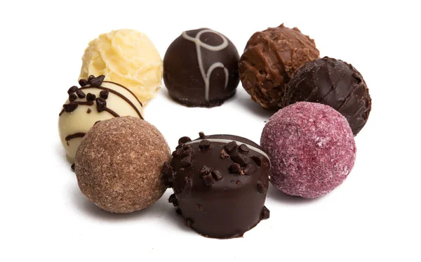 Truffes Chocolat Isolées Sur Fond Blanc — Photo