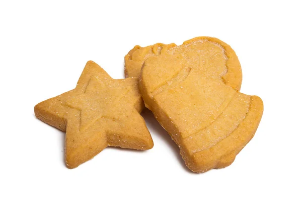 Galletas Navidad Con Mantequilla Aisladas Sobre Fondo Blanco —  Fotos de Stock