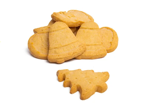 Smör Jul Cookies Isolerad Vit Bakgrund — Stockfoto