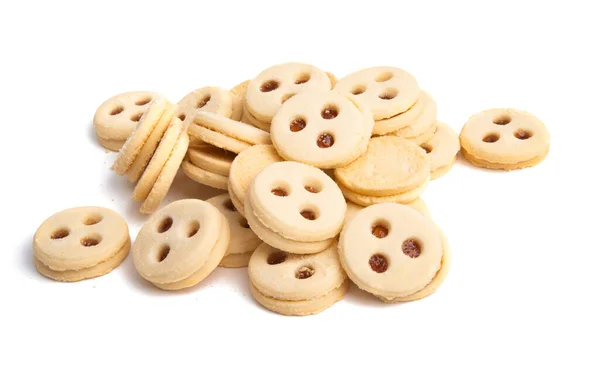 Biscotti Doppi Con Marmellata Isolata Fondo Bianco — Foto Stock