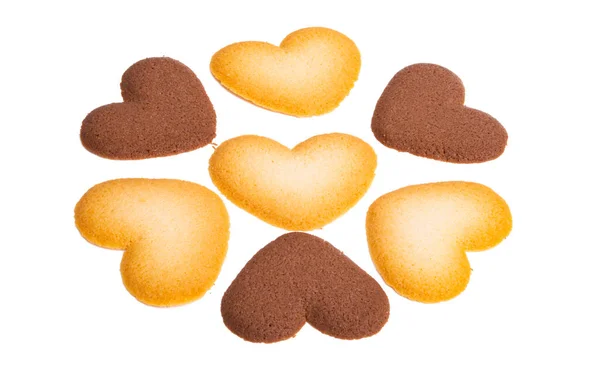 Galletas Corazones Aislados Sobre Fondo Blanco — Foto de Stock