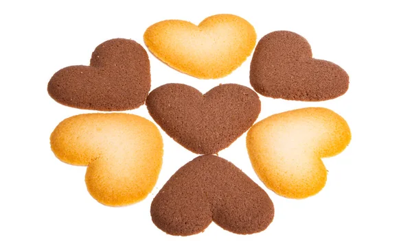 Corações Biscoito Isolados Fundo Branco — Fotografia de Stock