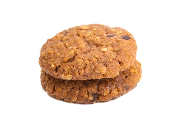Cookies Med Choklad Isolerad Vit Bakgrund — Stockfoto