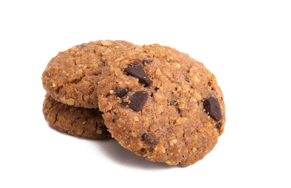 Ontbijtkoekjes Met Chocolade Geïsoleerd Witte Achtergrond — Stockfoto