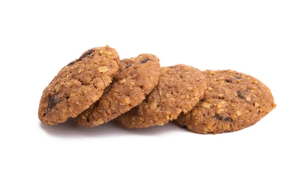 Biscotti Cereali Con Cioccolato Isolato Sfondo Bianco — Foto Stock
