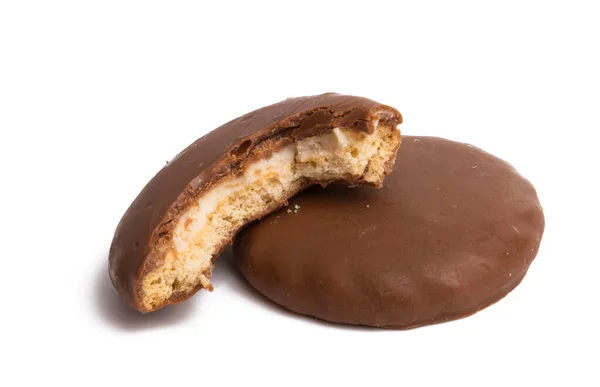Biscoito Chocolate Isolado Fundo Branco Fotos De Bancos De Imagens