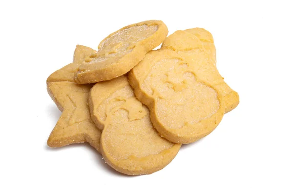 Máslové Vánoční Cookies Izolované Bílém Pozadí — Stock fotografie