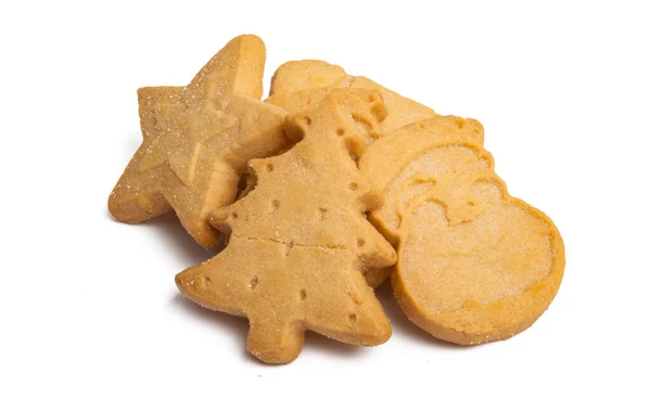 Smör Jul Cookies Isolerad Vit Bakgrund — Stockfoto