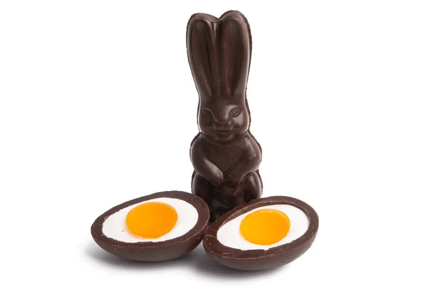 Chocolate Easter Bunny Isolated White Background — Stock Photo, Image