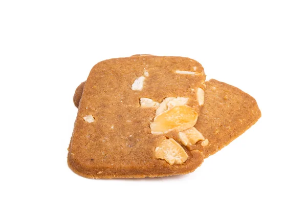 Galletas Con Almendras Aisladas Sobre Fondo Blanco —  Fotos de Stock