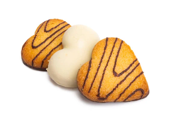Serca Cookie Izolowane Białym Tle — Zdjęcie stockowe