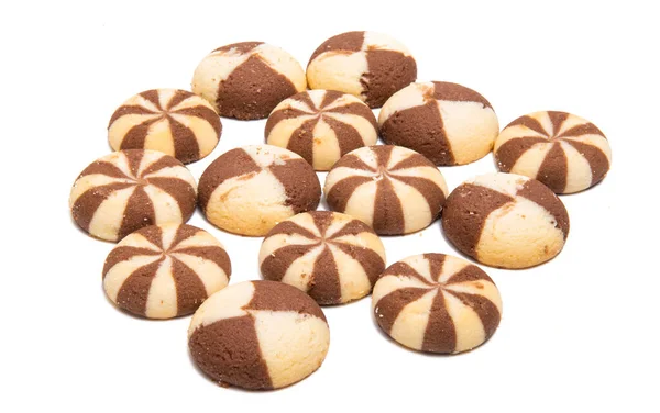 Pruhované Cookies Izolované Bílém Pozadí — Stock fotografie