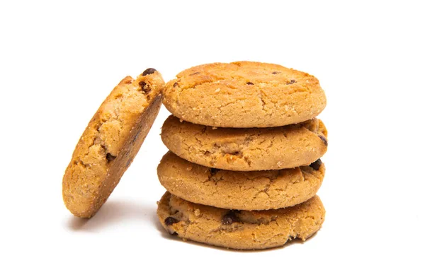 Cookies Που Απομονώνονται Λευκό Φόντο — Φωτογραφία Αρχείου