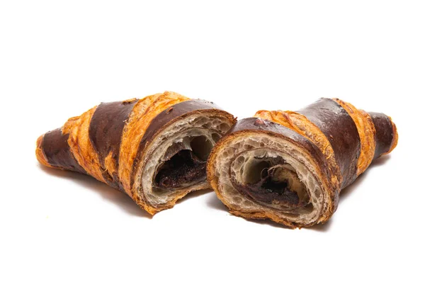 Choklad Croissant Isolerad Vit Bakgrund — Stockfoto