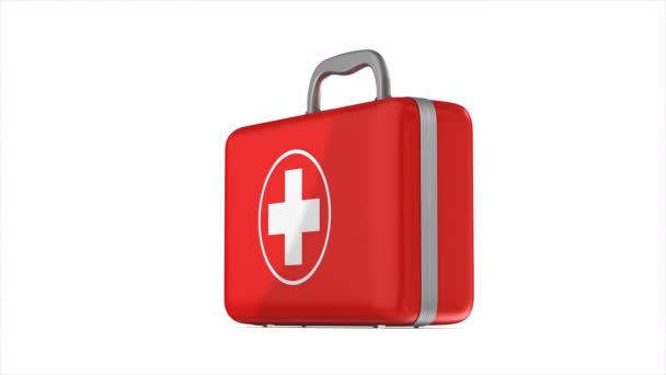 Rotation First Aid Kit White Background Isolated Render — Stock Video