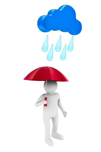 Man Met Paraplu Witte Achtergrond Geïsoleerde Illustratie — Stockfoto