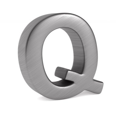 Beyaz arka plan üzerinde karakter Q. İzole 3d çizim