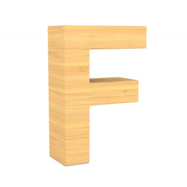 Karakter F beyaz arka plan üzerinde. İzole 3d çizim