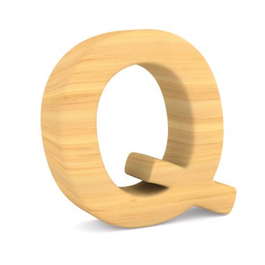 Beyaz arka plan üzerinde karakter Q. İzole 3d çizim