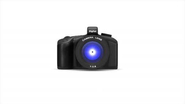 Fotocamera Digitale Sfondo Bianco Rendering Isolato — Video Stock