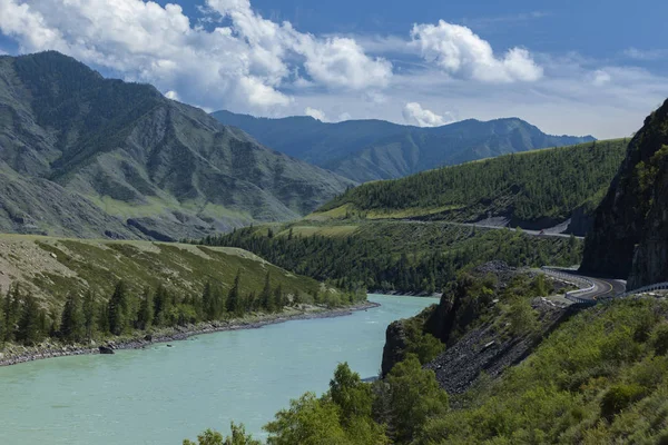 Altaj Katun Řeka Krásné Horské Krajiny Rusko Sibiř — Stock fotografie