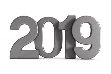 2019 yeni yıl. İzole 3d çizim