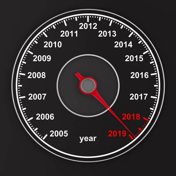 Calendar Speedometer Black Background Illustration — Stock Photo, Image