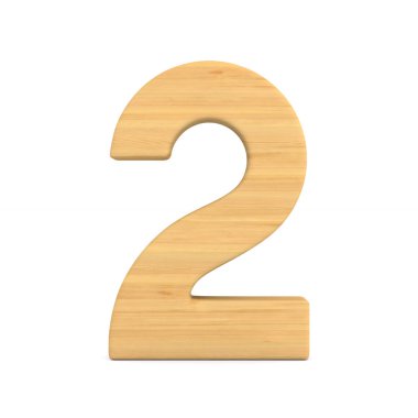 Beyaz arka plan üzerinde iki numara. İzole 3d çizim