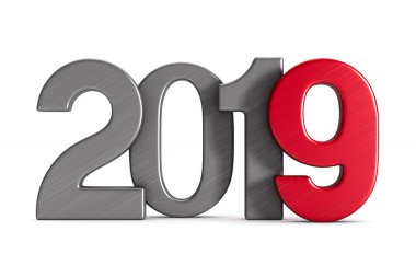 2019 yeni yıl. İzole 3d çizim
