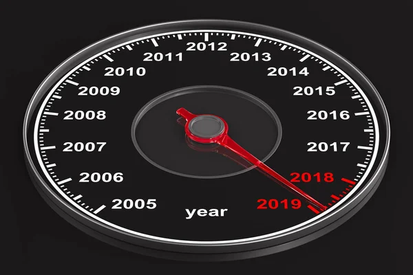 Calendar Speedometer Black Background Illustration — Stock Photo, Image