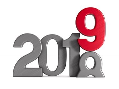 2019 yeni yıl. İzole 3d çizim