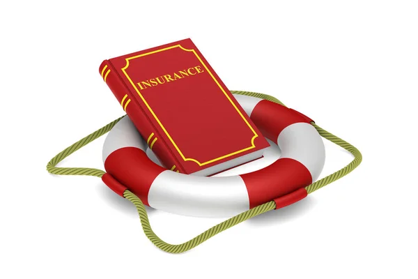 Красная Книга Спасательный Круг Белом Фоне Изолированная Трехмерная Иллюстрация — стоковое фото