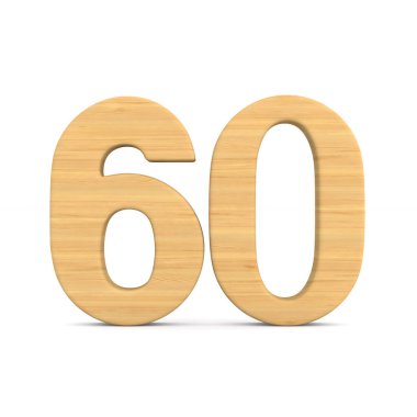 Altmış beyaz arka plan üzerinde numara. İzole 3d çizim