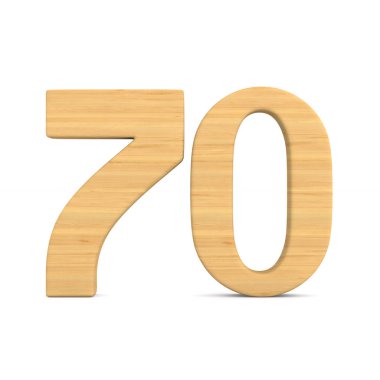 Yetmiş beyaz arka plan üzerinde numara. İzole 3d çizim