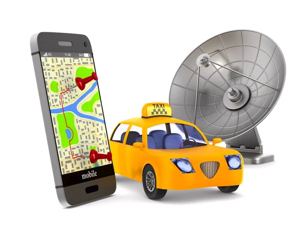 Beyaz arka plan üzerinde hizmet taksi. İzole 3d görüntü