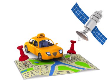 Beyaz arka plan üzerinde hizmet taksi. İzole 3d çizim